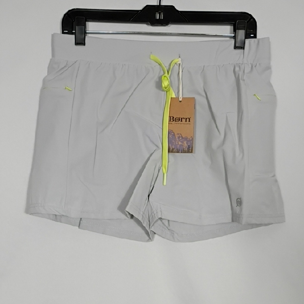 NWT Born Outdoor Gray Yellow Accent Rock Climbing Shorts Women's Size Large